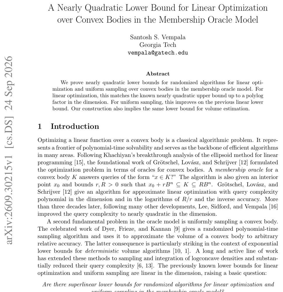 A Nearly Quadratic Lower Bound for Linear Optimization over Convex Bodies in the Membership Oracle Model Figure 1