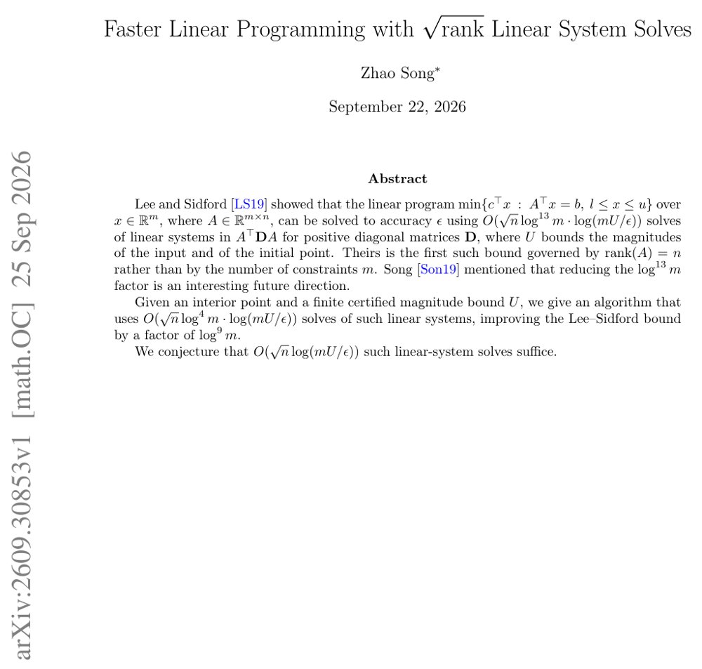 Faster Linear Programming with $\sqrt{\mathrm{rank}}$ Linear System Solves Figure 1