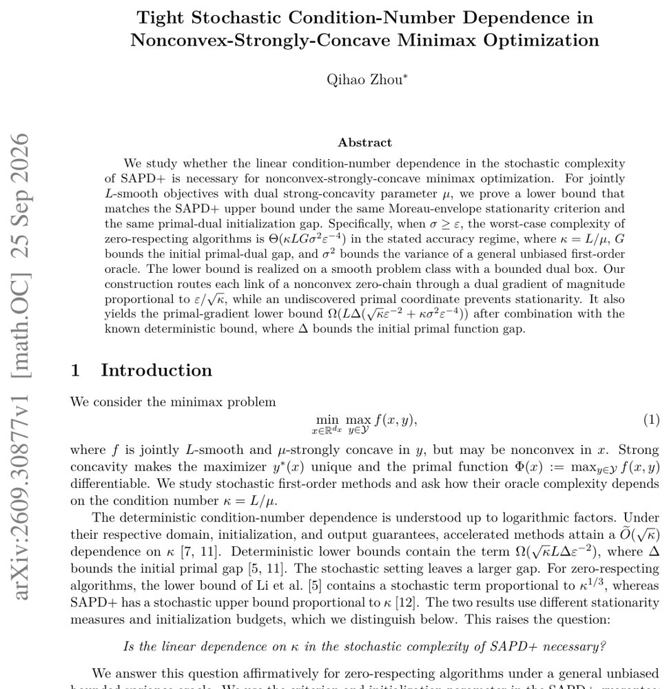 Tight Stochastic Condition-Number Dependence in Nonconvex-Strongly-Concave Minimax Optimization Figure 1