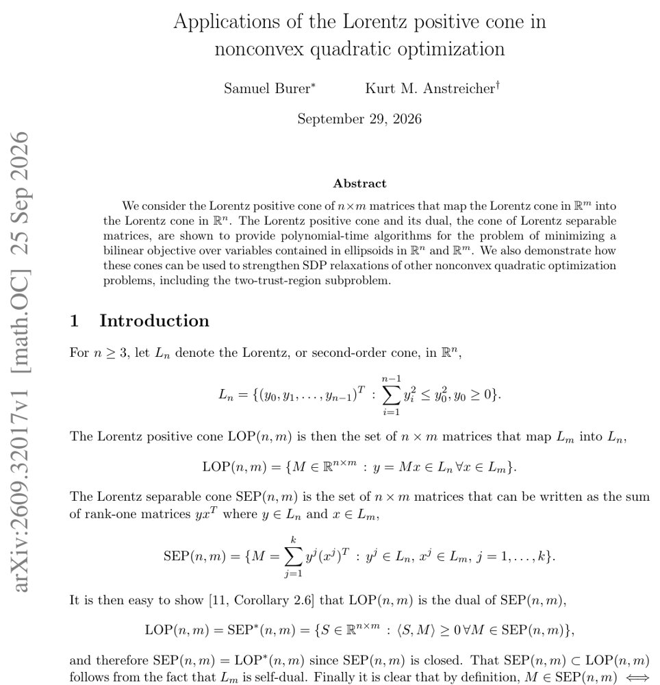 Applications of the Lorentz positive cone in nonconvex quadratic optimization Figure 1