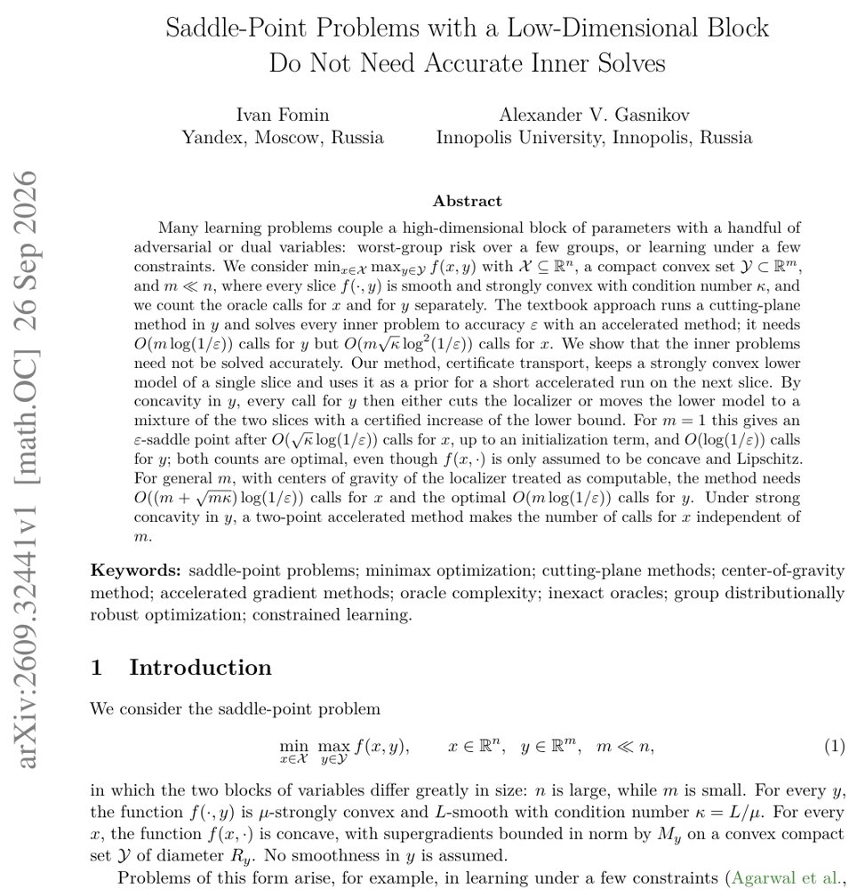 Saddle-Point Problems with a Low-Dimensional Block Do Not Need Accurate Inner Solves Figure 1