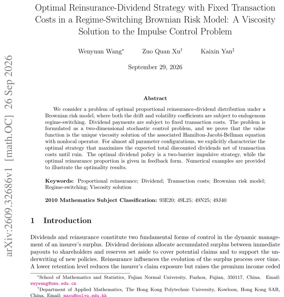 Optimal Reinsurance-Dividend Strategy with Fixed Transaction Costs in a Regime-Switching Brownian Risk Model: A Viscosity Solution to the Impulse Control Problem Figure 1