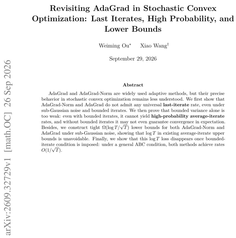 Revisiting AdaGrad in Stochastic Convex Optimization: Last Iterates, High Probability, and Lower Bounds Figure 1
