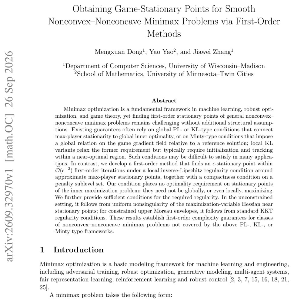 Obtaining Game-Stationary Points for Smooth Nonconvex-Nonconcave Minimax Problems via First-Order Methods Figure 1