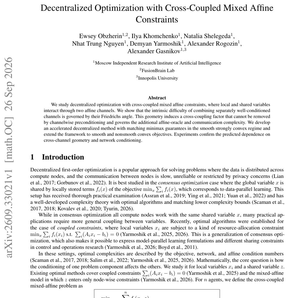 Decentralized Optimization with Cross-Coupled Mixed Affine Constraints Figure 1