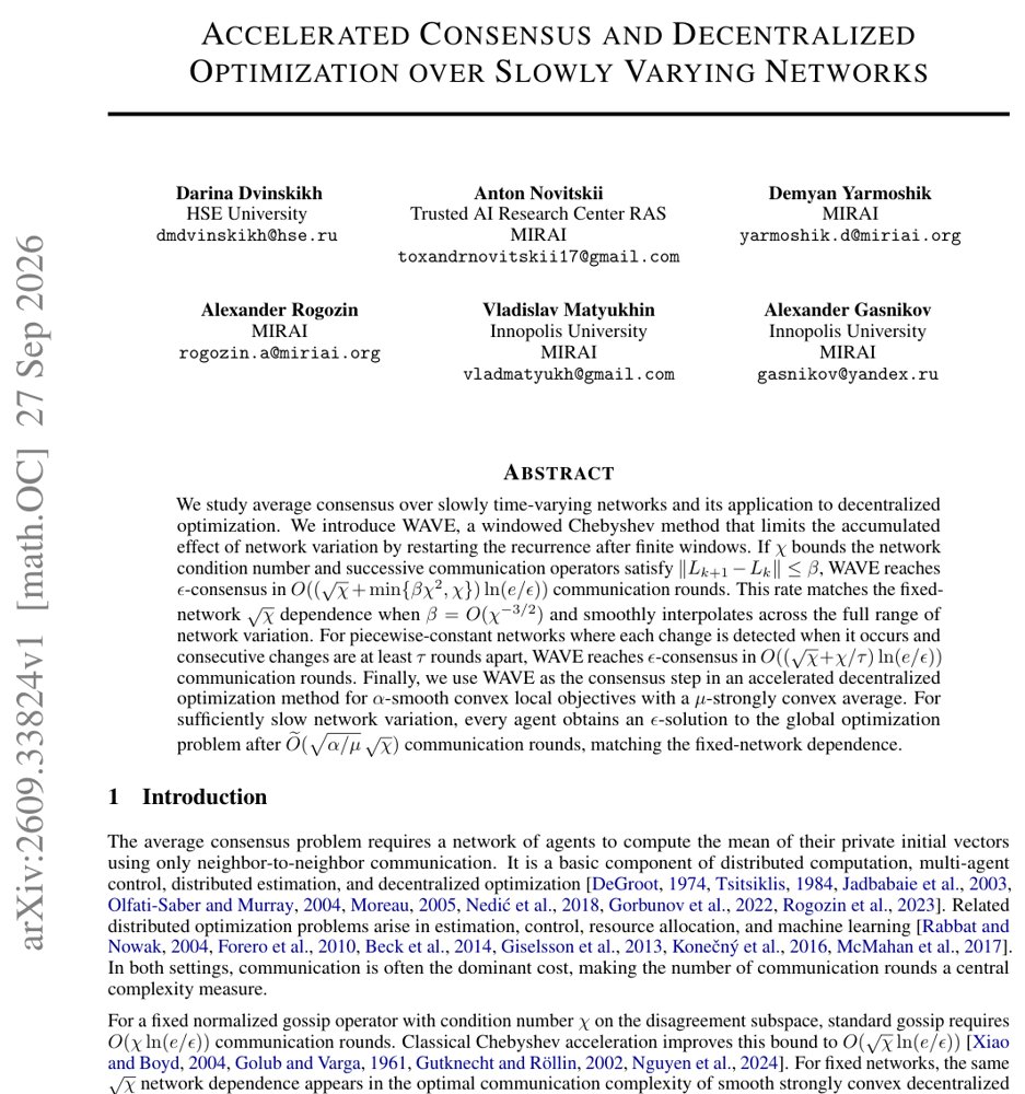 Accelerated Consensus and Decentralized Optimization over Slowly Varying Networks Figure 1