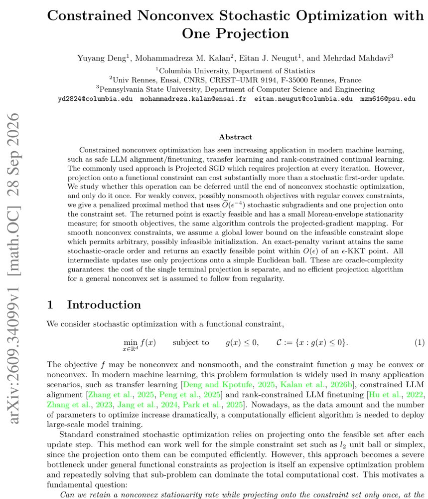 Constrained Nonconvex Stochastic Optimization with One Projection Figure 1