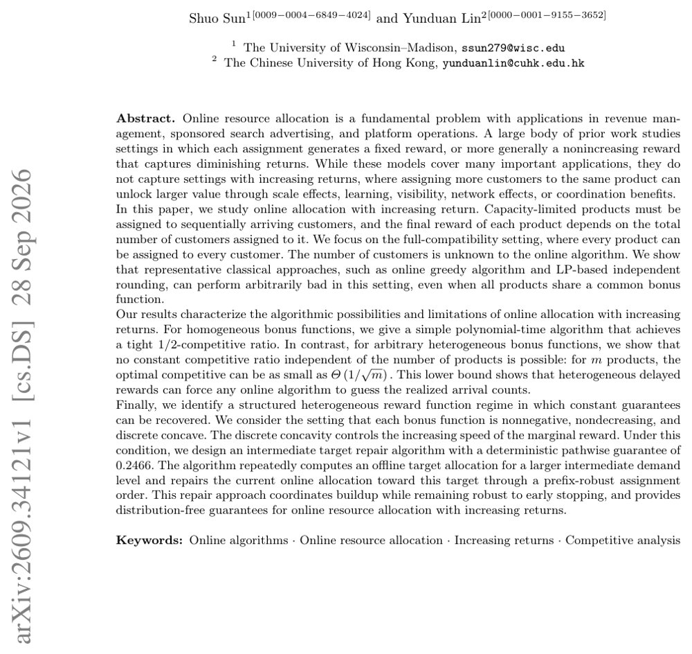 Online Stochastic Allocation with Increasing Returns Figure 1