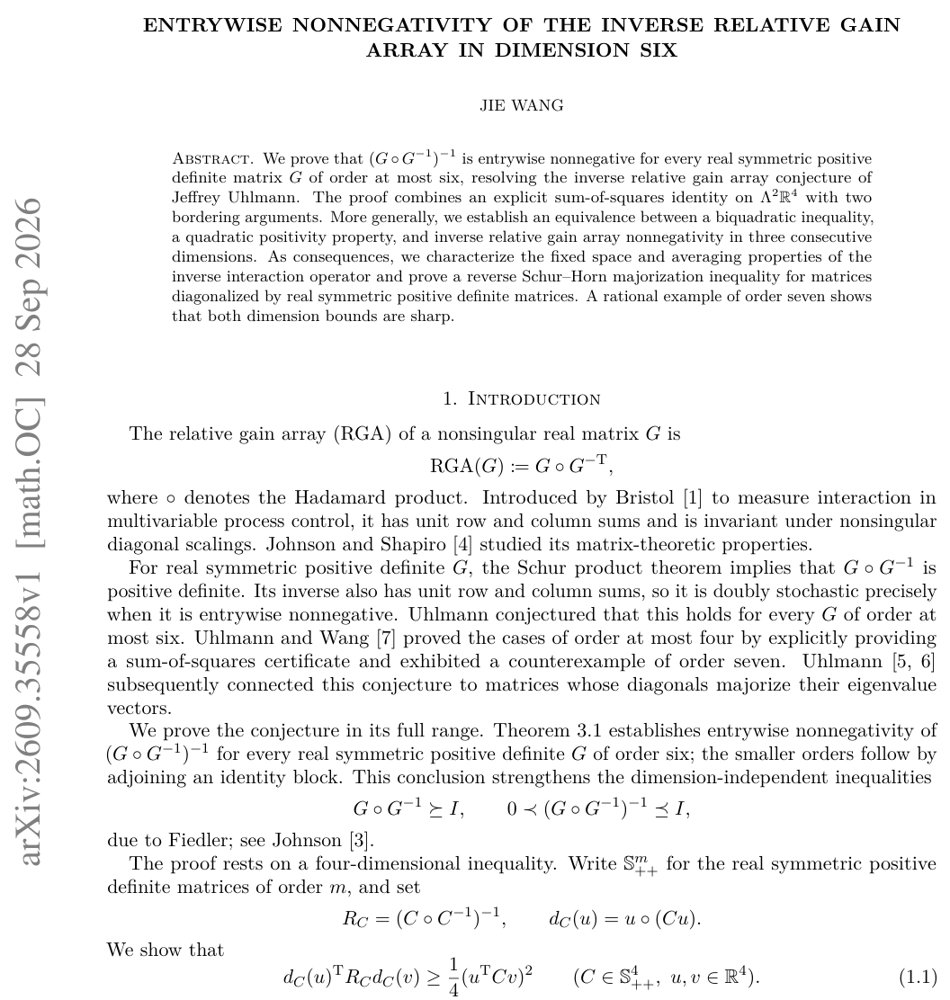 Entrywise nonnegativity of the inverse relative gain array in dimension six Figure 1