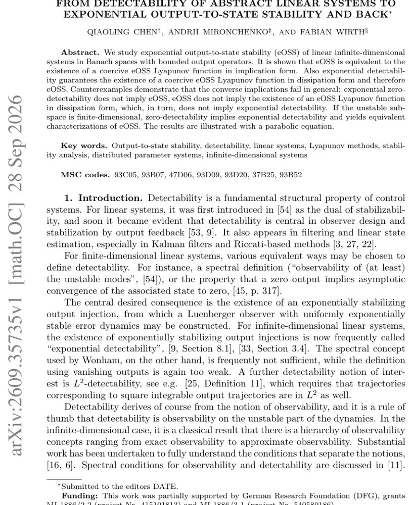 From detectability of abstract linear systems to exponential output-to-state stability and back Figure 1