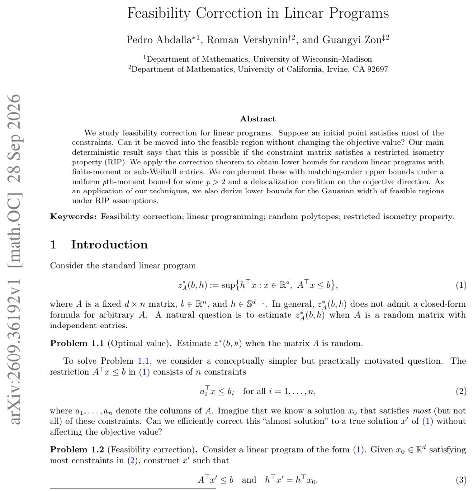 Feasibility Correction in Linear Programs Figure 1