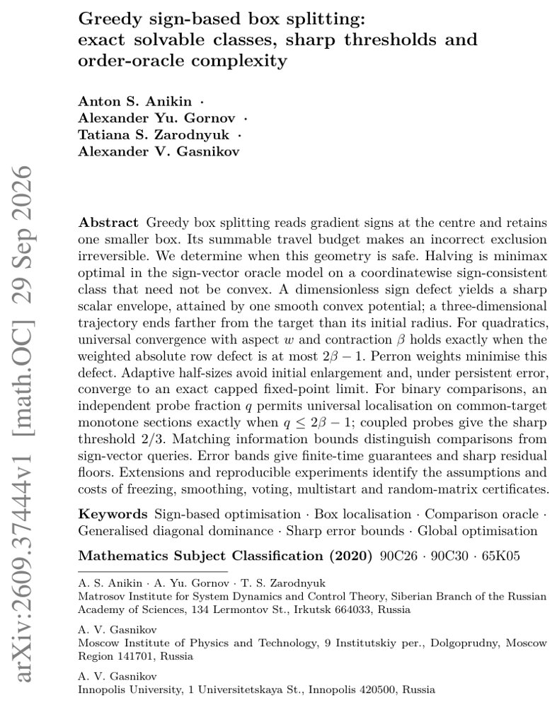 Greedy sign-based box splitting: exact solvable classes, sharp thresholds and order-oracle complexity Figure 1