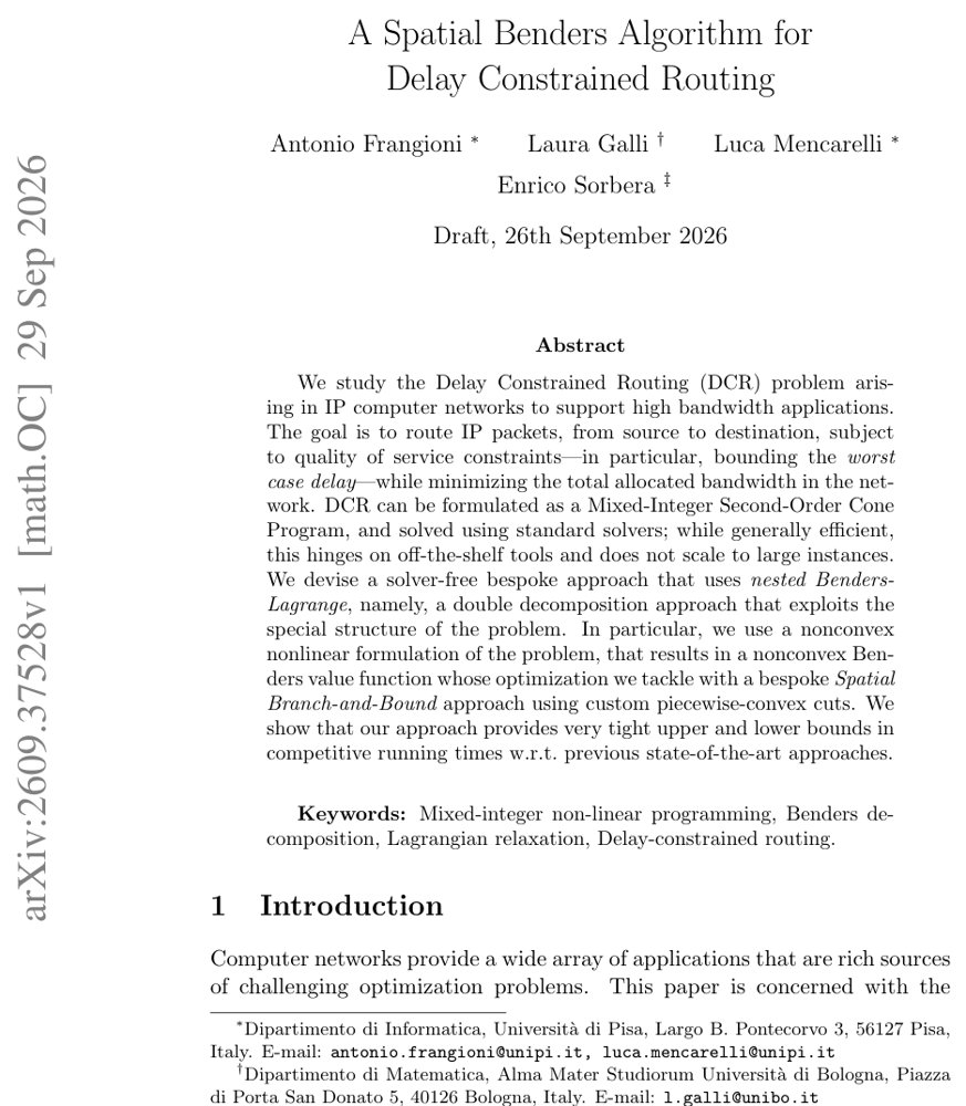 A Spatial Benders Algorithm for Delay Constrained Routing Figure 1