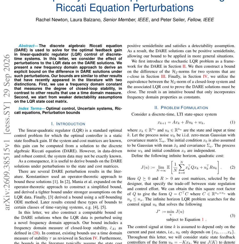 A Frequency Domain Approach to Bounding Riccati Equation Perturbations Figure 1