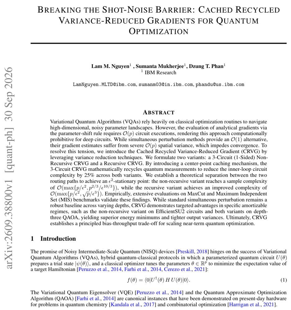 Breaking the Shot-Noise Barrier: Cached Recycled Variance-Reduced Gradients for Quantum Optimization Figure 1