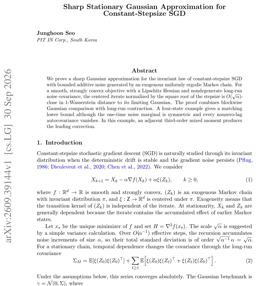 Sharp Stationary Gaussian Approximation for Constant-Stepsize SGD Figure 1