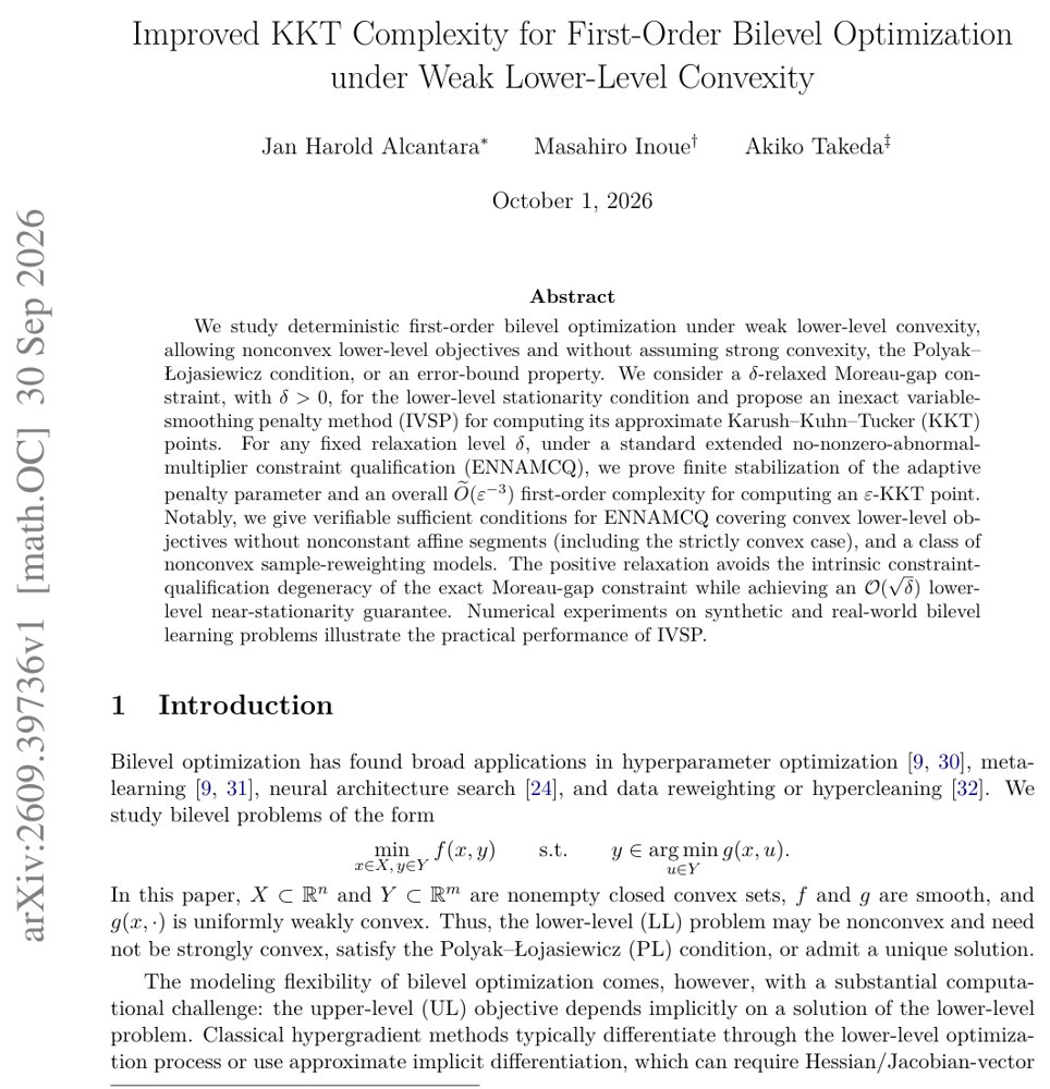 Improved KKT Complexity for First-Order Bilevel Optimization under Weak Lower-Level Convexity Figure 1