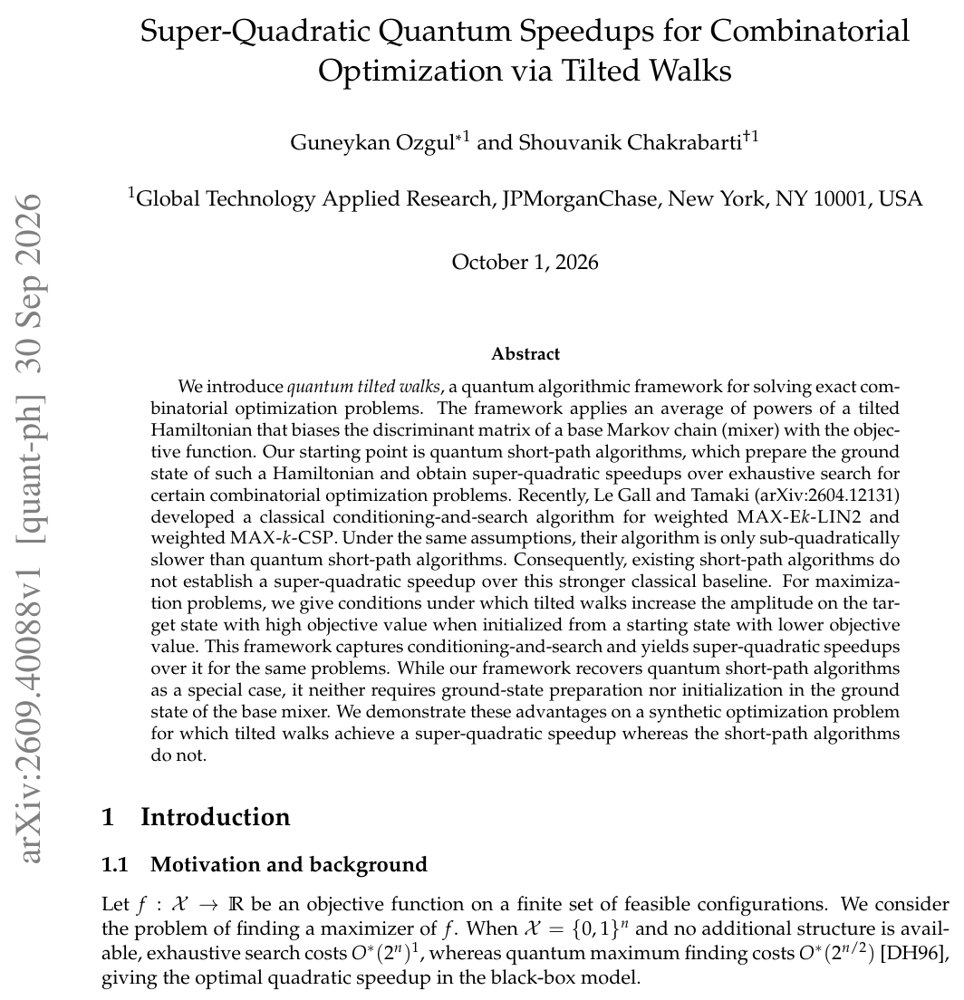 Super-Quadratic Quantum Speedups for Combinatorial Optimization via Tilted Walks Figure 1