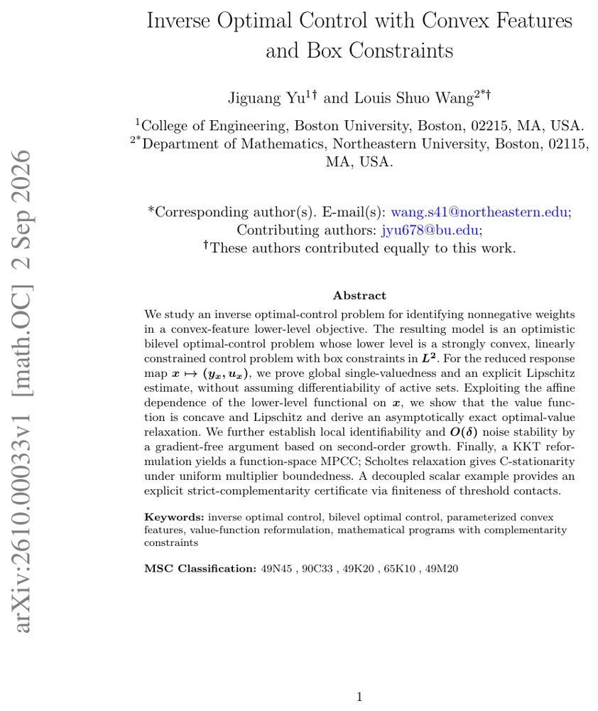Inverse Optimal Control with Convex Features and Box Constraints Figure 1
