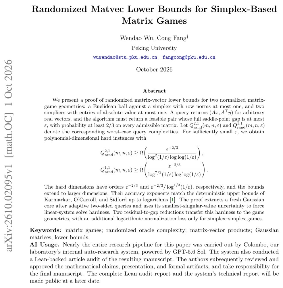 Randomized Matvec Lower Bounds for Simplex-Based Matrix Games Figure 1