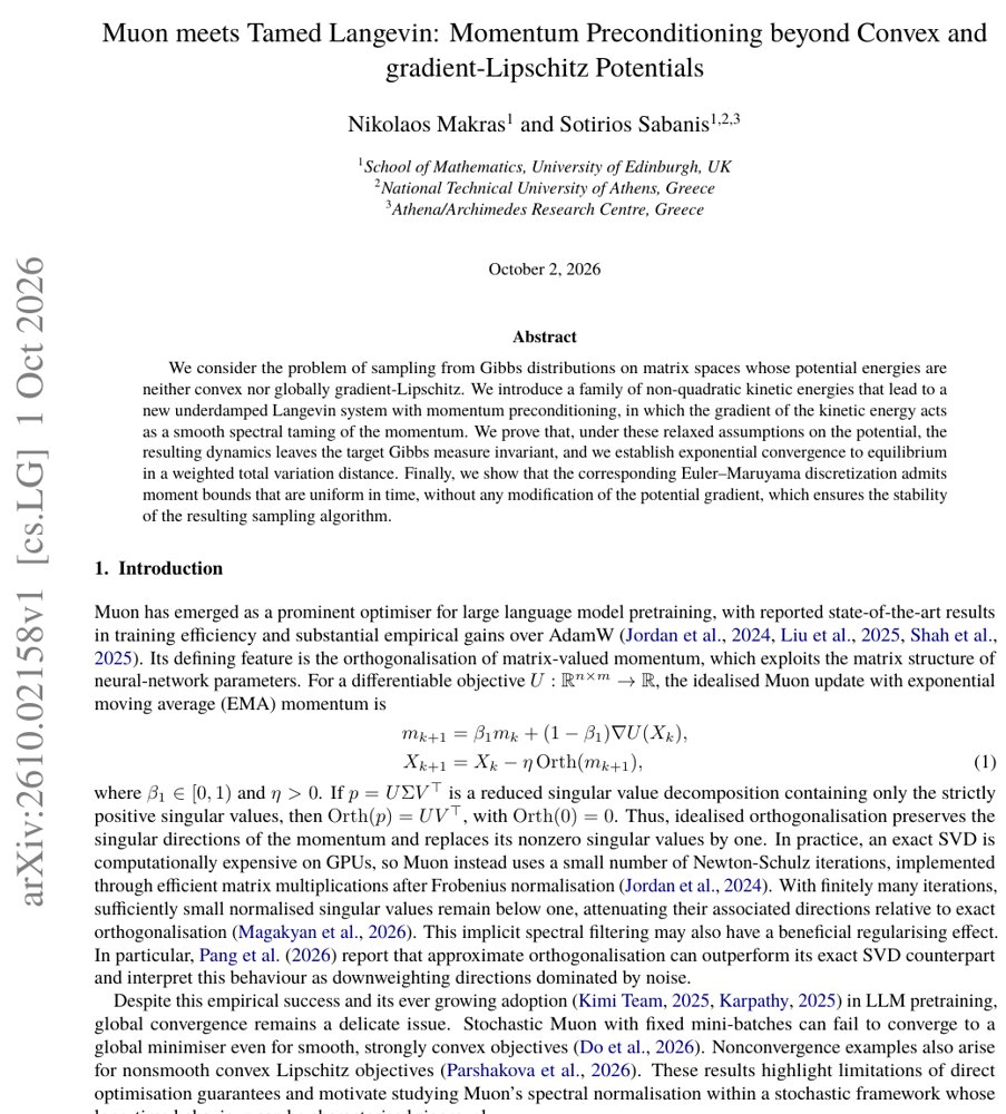 Muon meets Tamed Langevin: Momentum Preconditioning beyond Convex and gradient-Lipschitz Potentials Figure 1