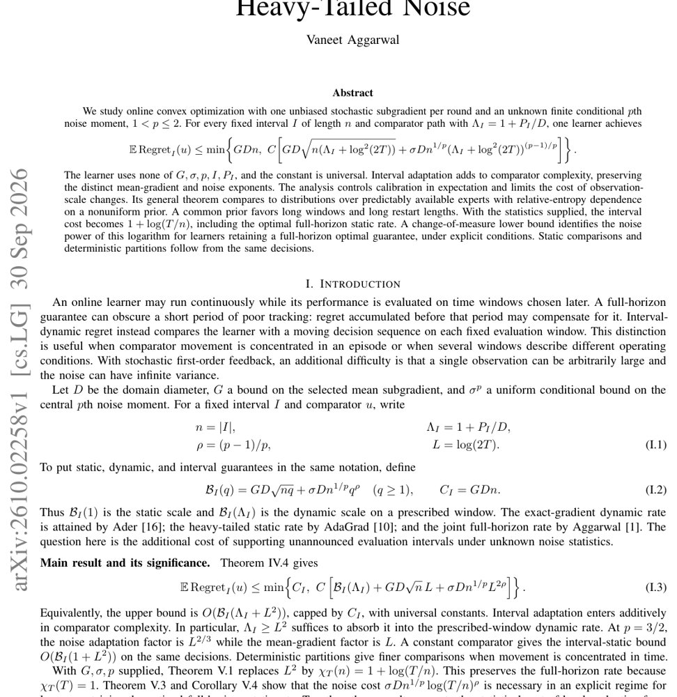 Parameter-Free Interval-Dynamic Regret under Heavy-Tailed Noise Figure 1