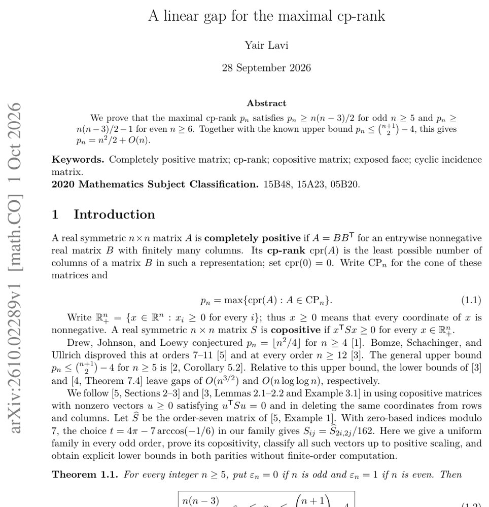 A linear gap for the maximal cp-rank Figure 1