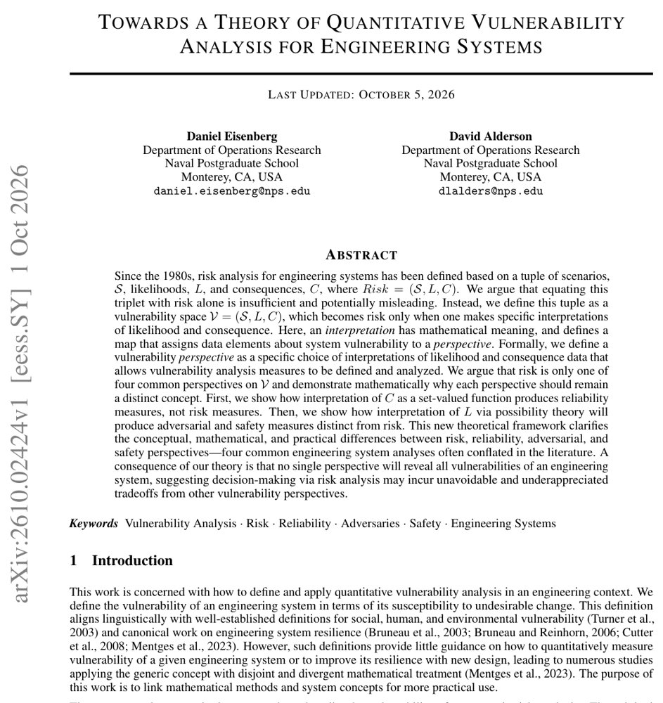Towards a Theory of Quantitative Vulnerability Analysis for Engineering Systems Figure 1