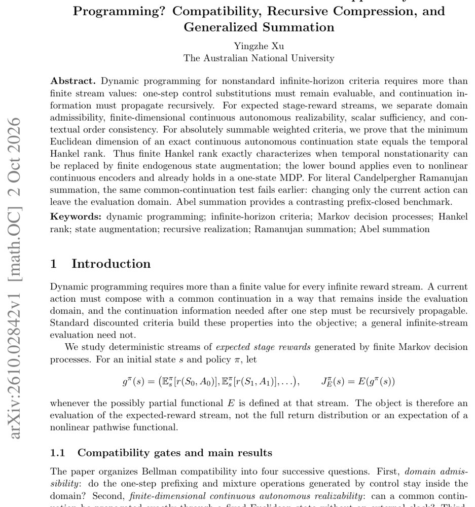 When Can an Infinite-Stream Evaluation Support Dynamic Programming? Compatibility, Recursive Compression, and Generalized Summation Figure 1