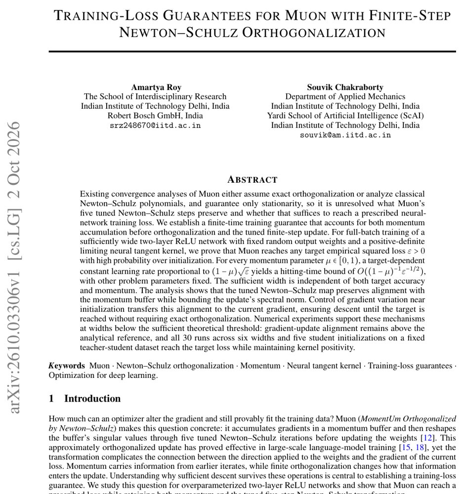 Training-Loss Guarantees for Muon with Finite-Step Newton--Schulz Orthogonalization Figure 1