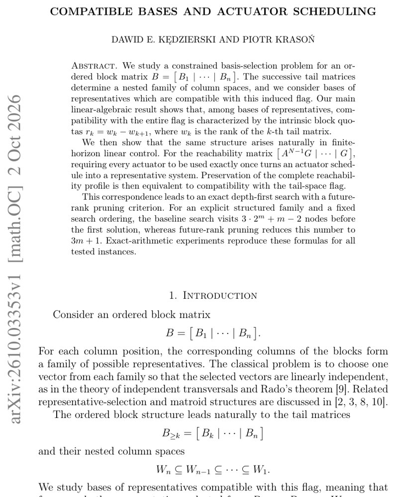 Compatible Bases and Actuator Scheduling Figure 1