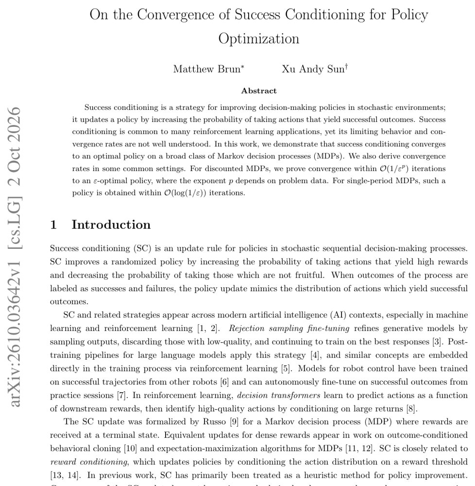 On the Convergence of Success Conditioning for Policy Optimization Figure 1