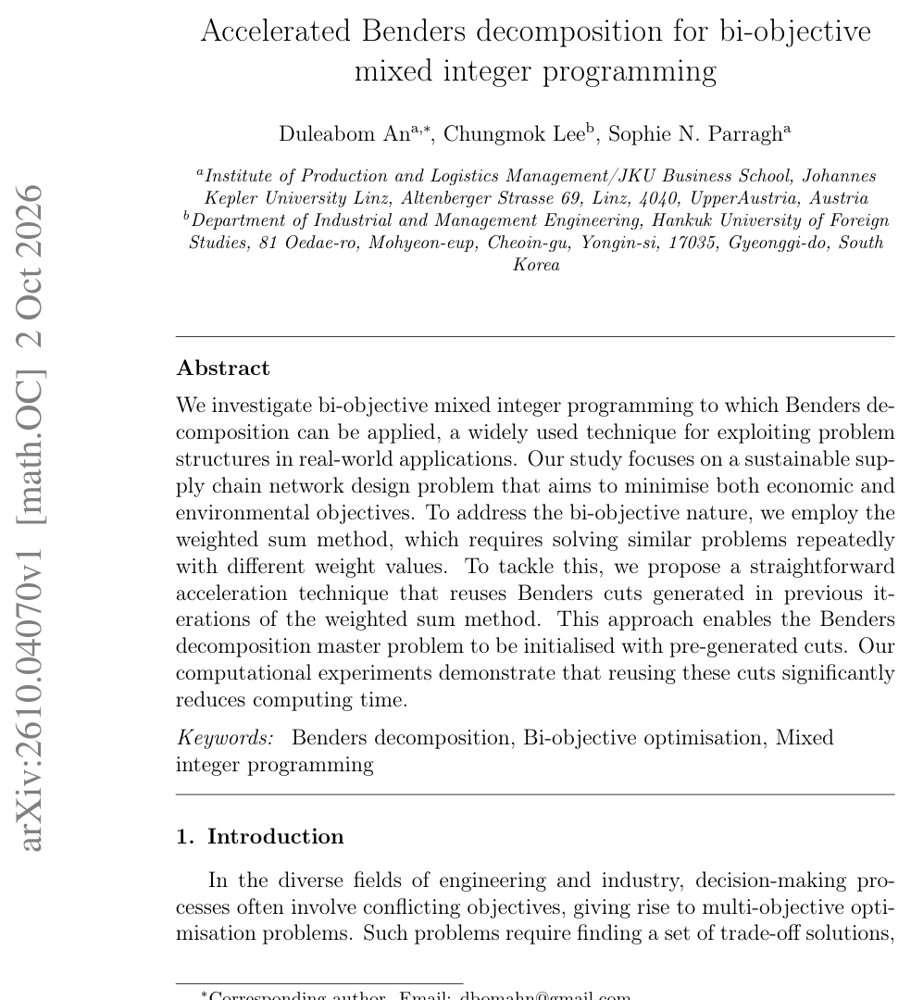 Accelerated Benders decomposition for bi-objective mixed integer programming Figure 1