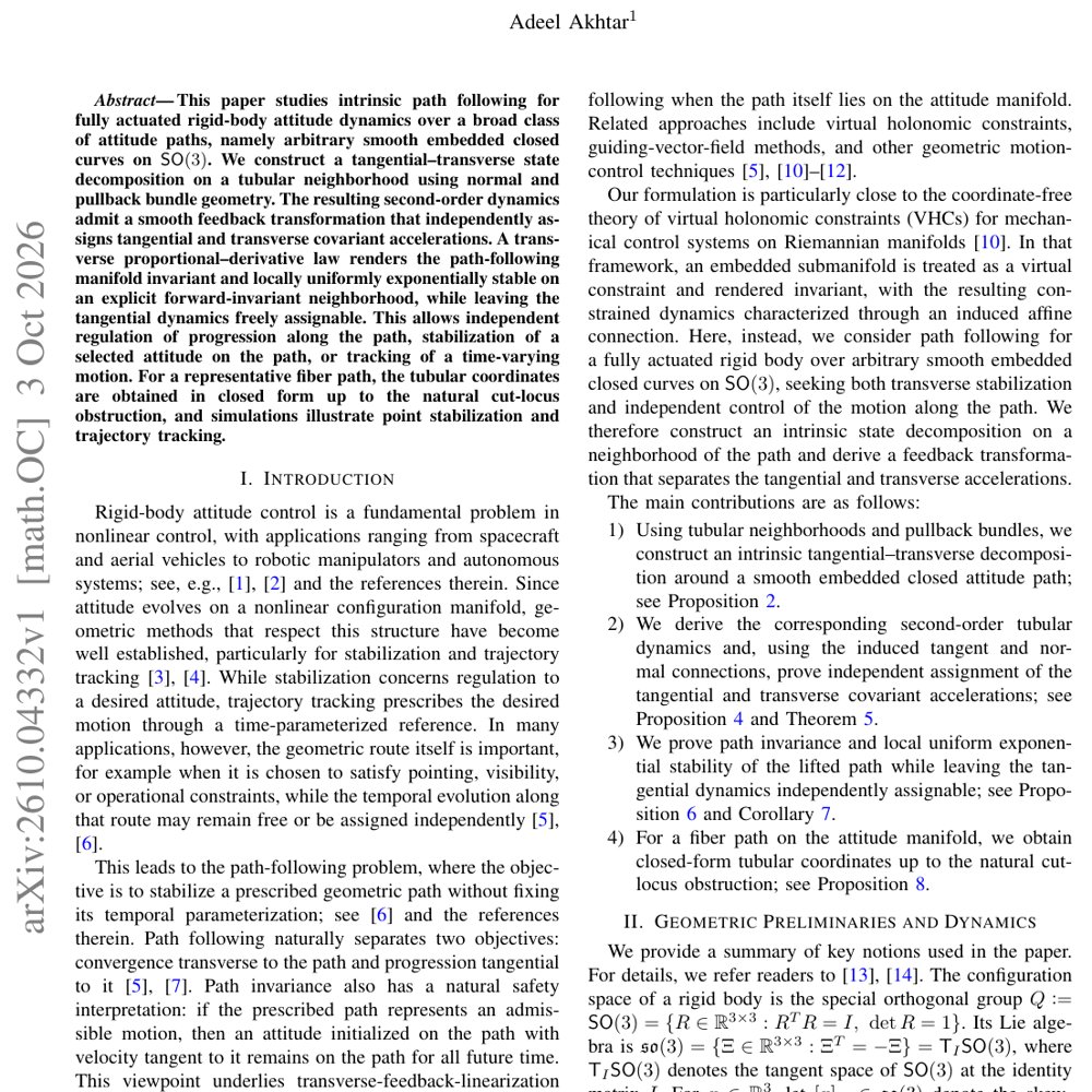 Intrinsic Path Following on $\mathsf{SO}(3)$ Figure 1