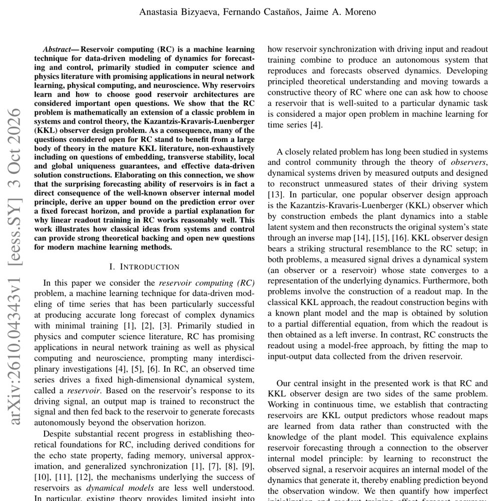 A KKL Observer Perspective on Reservoir Computing Figure 1