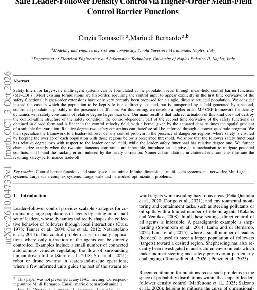 Safe Leader-Follower Density Control via Higher-Order Mean-Field Control Barrier Functions Figure 1