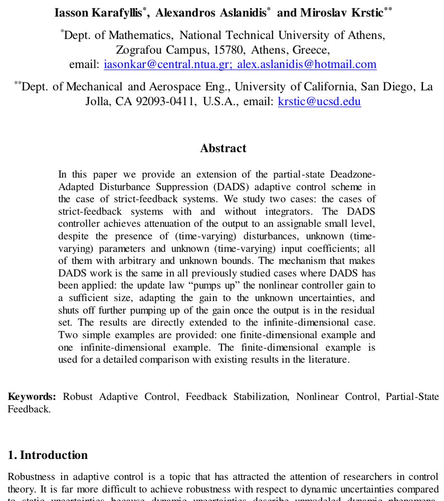 Partial-State Deadzone-Adapted Disturbance Suppression Control For Strict-Feedback Systems Figure 1
