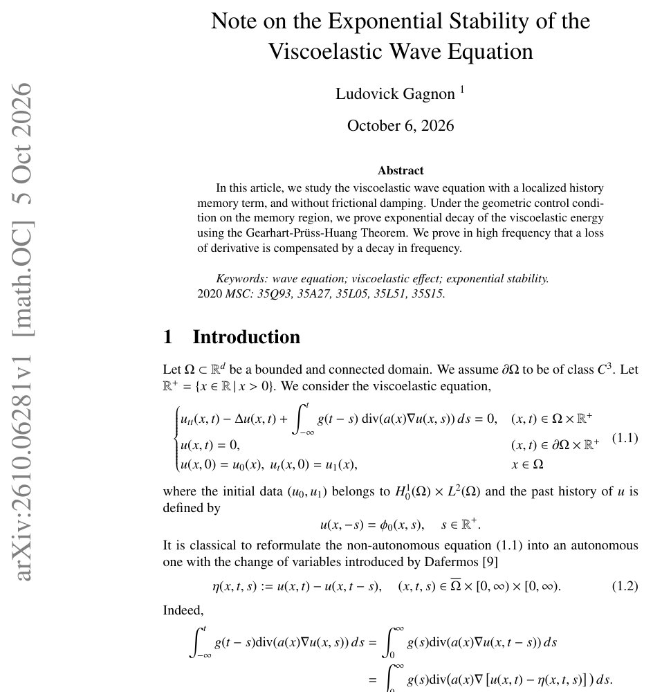 Note on the Exponential Stability of the Viscoelastic Wave Equation Figure 1