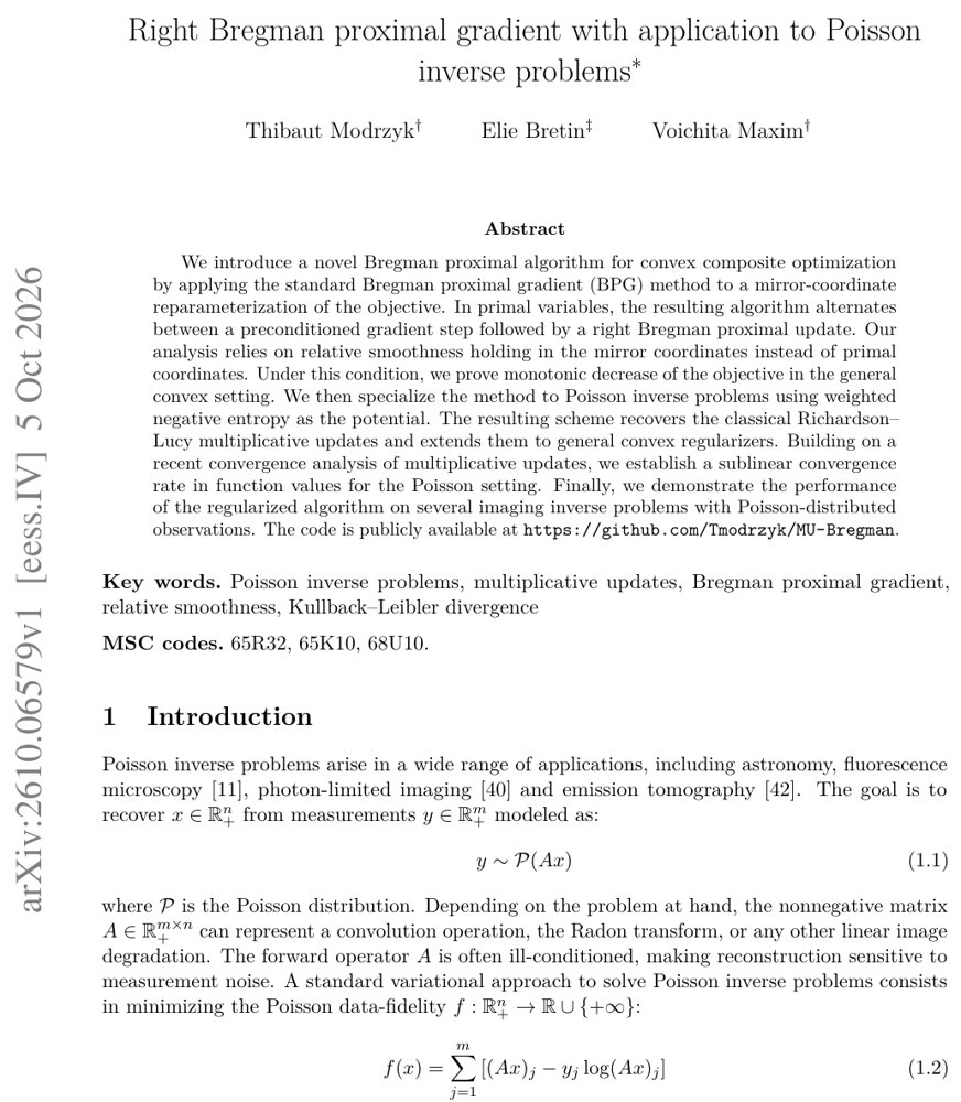 Right Bregman proximal gradient with application to Poisson inverse problems * Figure 1