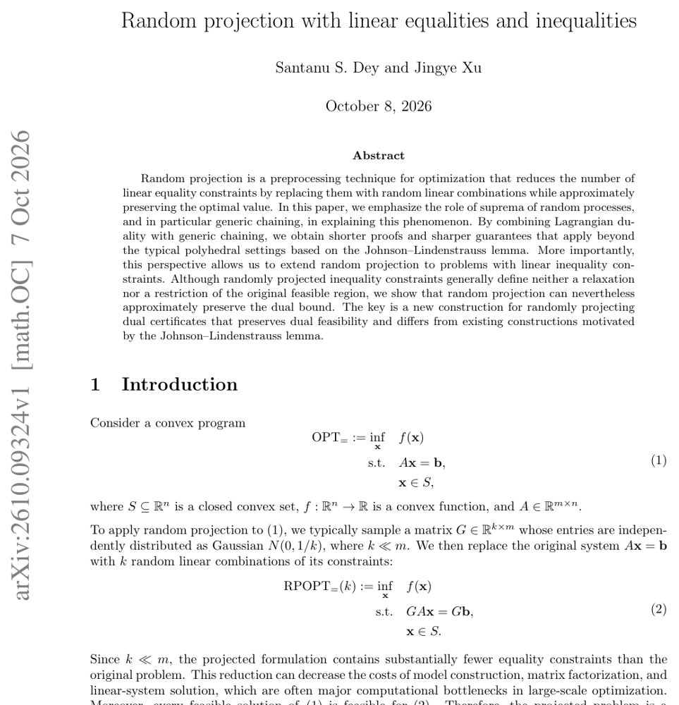 Random projection with linear equalities and inequalities Figure 1
