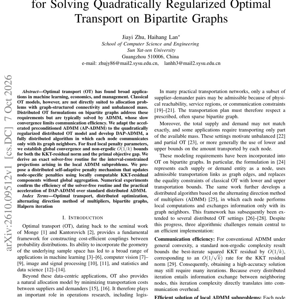 A Distributed Accelerated Preconditioned ADMM for Solving Quadratically Regularized Optimal Transport on Bipartite Graphs Figure 1