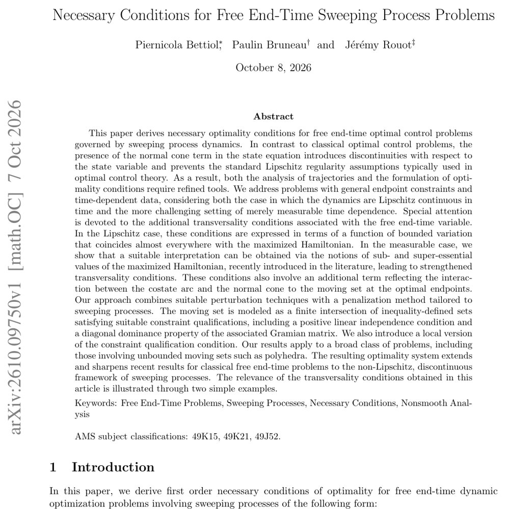 Necessary Conditions for Free End-Time Sweeping Process Problems Figure 1