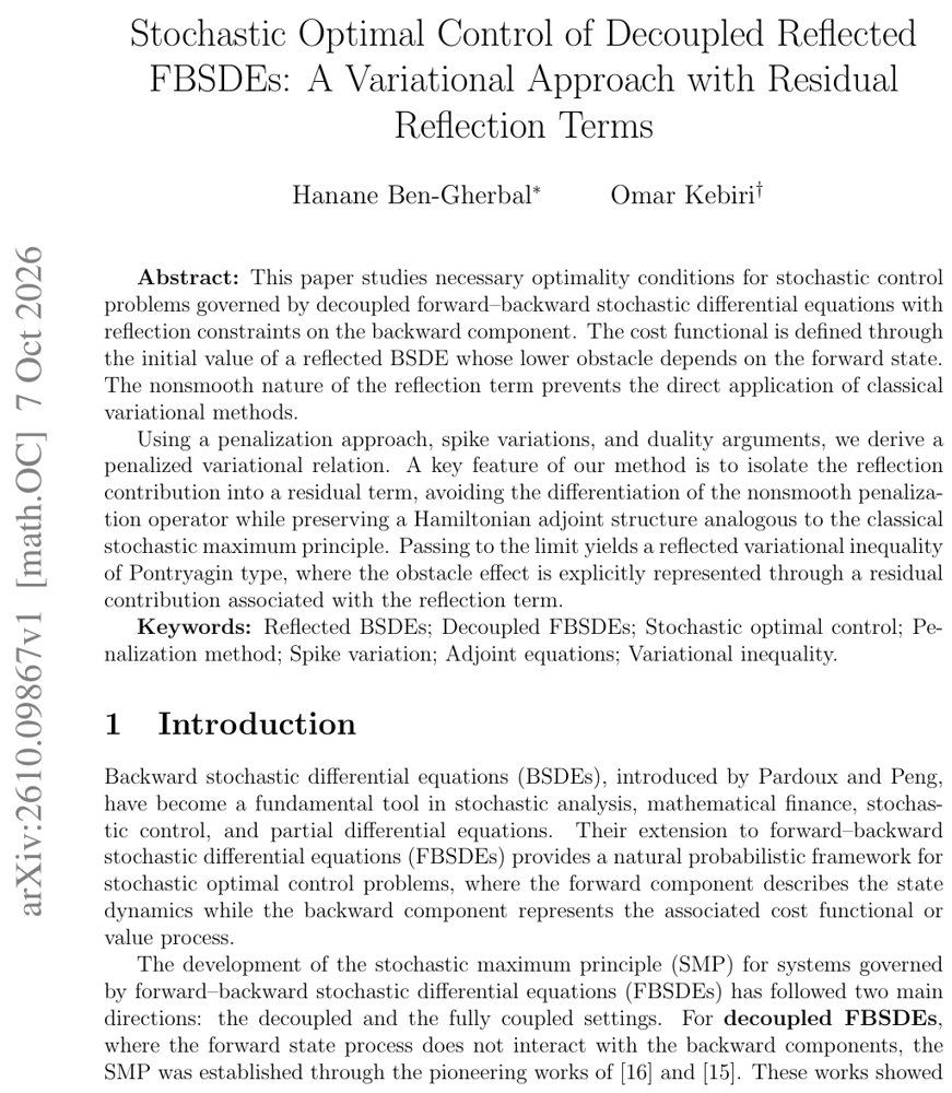 Stochastic Optimal Control of Decoupled Reflected FBSDEs: A Variational Approach with Residual Reflection Terms Figure 1