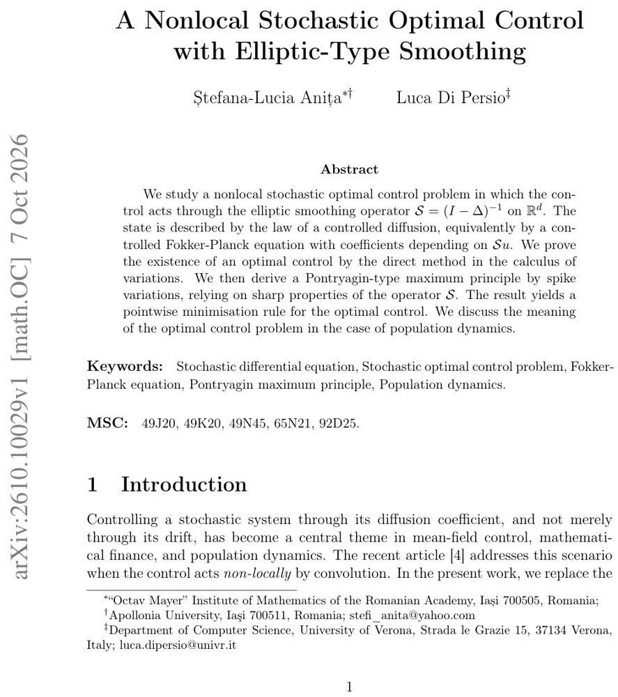 A Nonlocal Stochastic Optimal Control with Elliptic-Type Smoothing Figure 1