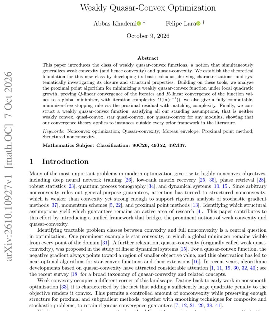 Weakly Quasar-Convex Optimization Figure 1