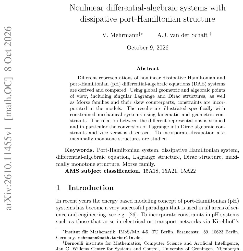 Nonlinear differential-algebraic systems with dissipative port-Hamiltonian structure Figure 1