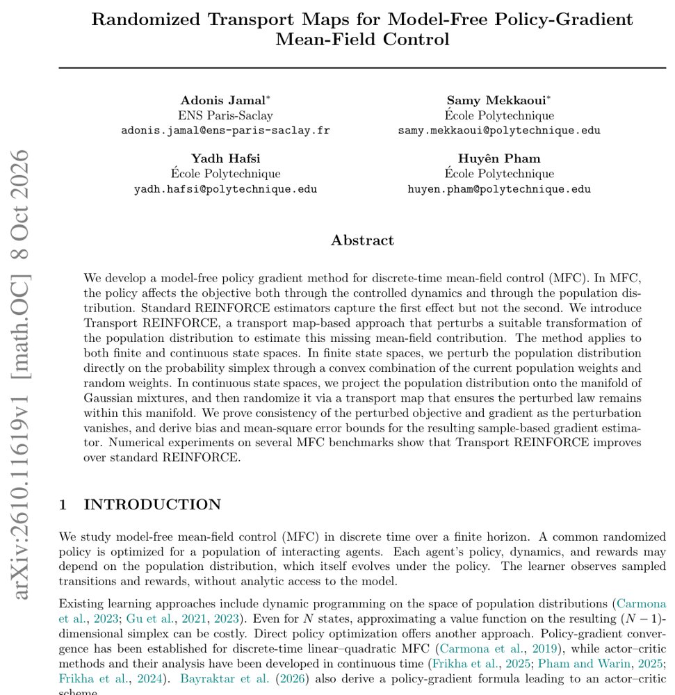 Randomized Transport Maps for Model-Free Policy-Gradient Mean-Field Control Figure 1