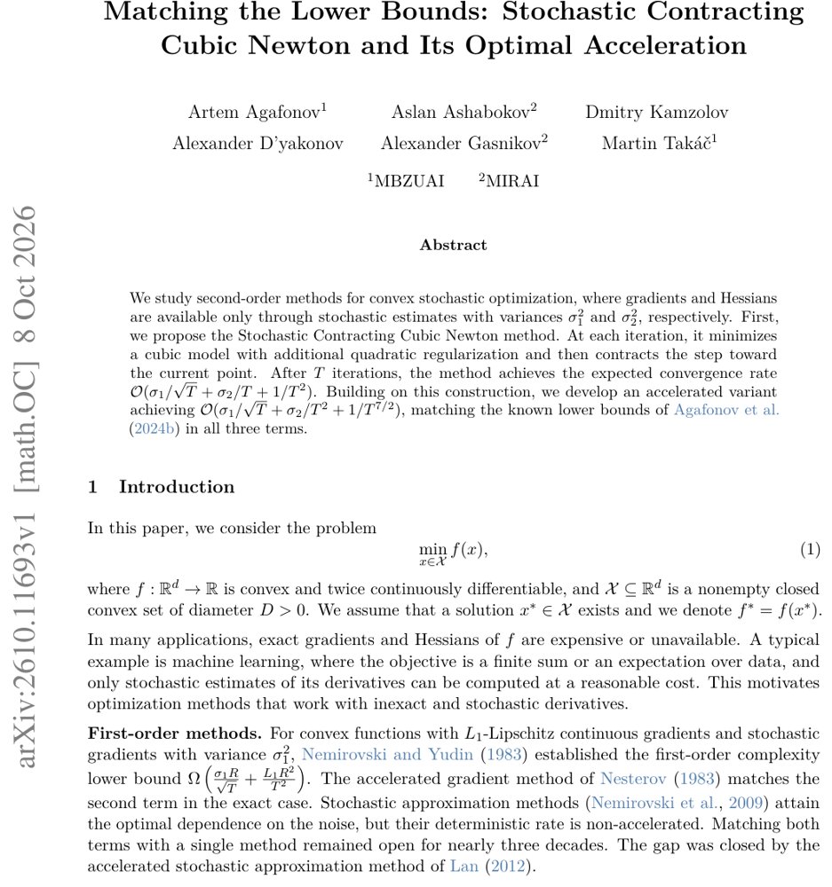 Matching the Lower Bounds: Stochastic Contracting Cubic Newton and Its Optimal Acceleration Figure 1