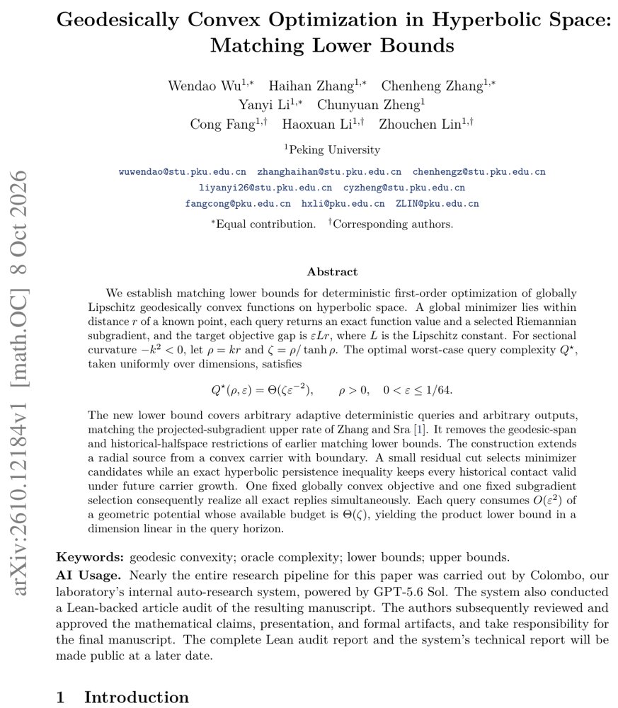 Geodesically Convex Optimization in Hyperbolic Space: Matching Lower Bounds Figure 1