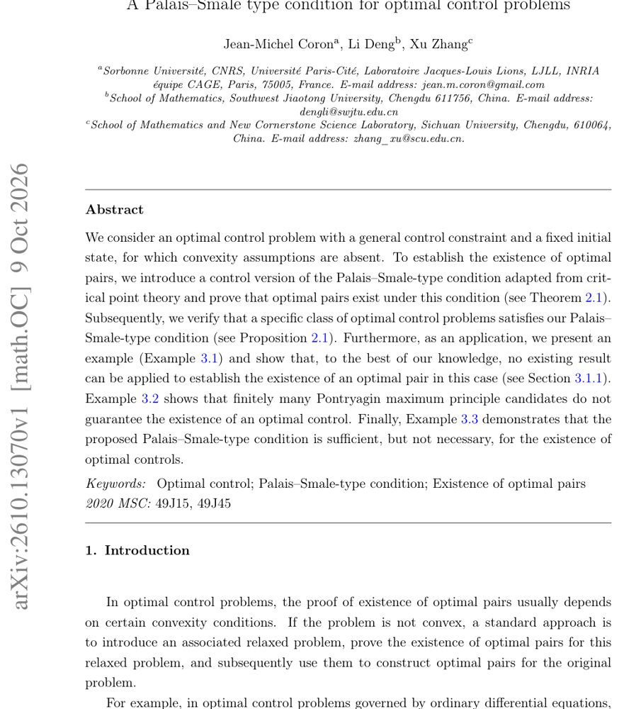 A Palais-Smale type condition for optimal control problems Figure 1